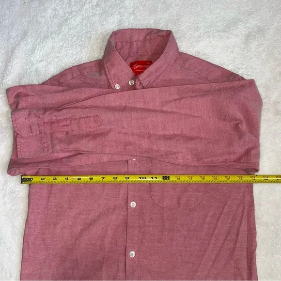 Supreme Red Gingam Long Sleeve Button Cuffes Button Front Shirt - Picture 8 of 9